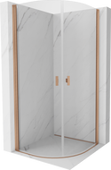 Mexen Mist semi-circular shower cabin with hinged door 70 x 70 cm, transparent, brushed copper - 8A31-070-070-65-00