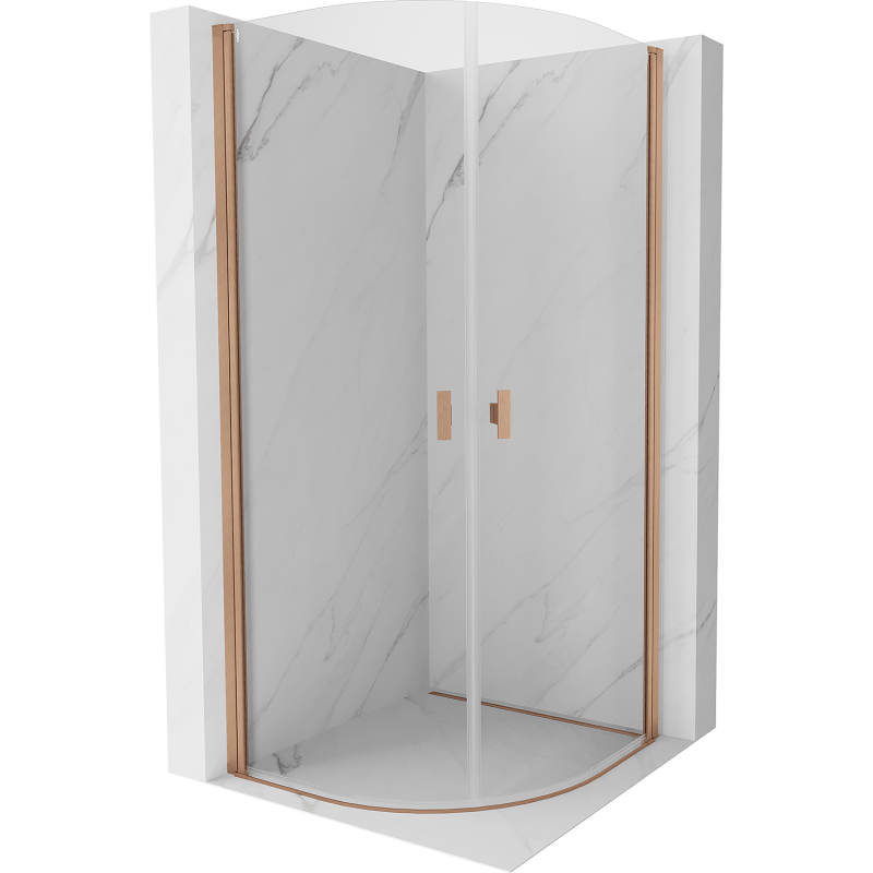 Mexen Mist semicircular pivot shower enclosure 90 x 90 cm, transparent, brushed copper - 8A31-090-090-65-00
