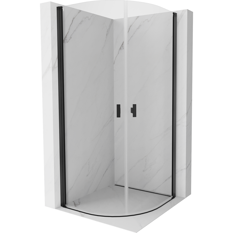 Mexen Mist semi-circular shower cabin with hinged doors 80 x 80 cm, transparent, black - 8A31-080-080-70-00
