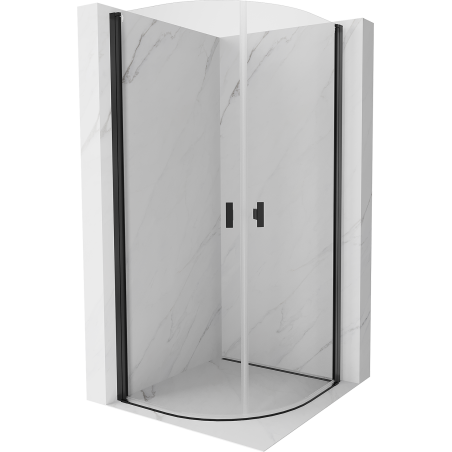 Mexen Mist semi-circular shower cabin with hinged doors 80 x 80 cm, transparent, black - 8A31-080-080-70-00