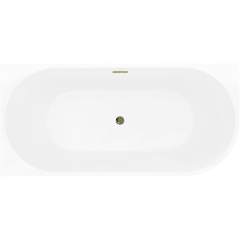 Mexen Silo free-standing corner bathtub left grooved 170 x 80 cm, white/grey, gold overflow - 52891708062L-50