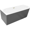 Mexen Silo free-standing corner bathtub left grooved 170 x 80 cm, white/grey, gold overflow - 52891708062L-50