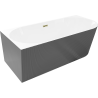 Mexen Silo freestanding corner left fluted bathtub 170 x 80 cm, white/gray, gold overflow - 52891708062L-50