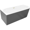 Mexen Silo free-standing corner left fluted bath 170 x 80 cm, white/grey, golden brushed overflow - 52891708062L-55
