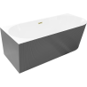 Mexen Silo freestanding corner bath left ribbed 170 x 80 cm, white/gray, golden brushed overflow - 52891708062L-55