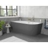 Mexen Silo freestanding corner bath left ribbed 170 x 80 cm, white/gray, golden brushed overflow - 52891708062L-55