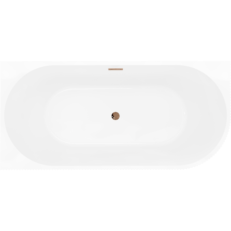 Mexen Silo Free-Standing Corner Bath Left Grooved 170 x 80 cm, White/Grey, Overflow Rose Gold - 52891708062L-60