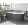 Mexen Silo freestanding corner bathtub left grooved 170 x 80 cm, white/gray, overflow rose gold - 52891708062L-60