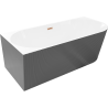 Mexen Silo free-standing corner bath left ribbed 170 x 80 cm, white/gray, brushed copper overflow - 52891708062L-65
