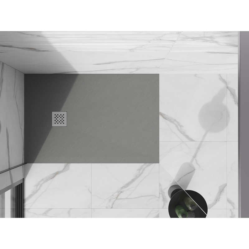 Mexen Stone+ rectangular composite shower tray 140 x 70 cm, grey-concrete - 44617014
