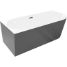 Mexen Silo freestanding corner left fluted bathtub 170 x 80 cm, white/gray, brushed gun gray overflow - 52891708062L-66