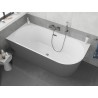 Mexen Silo freestanding corner bathtub left ribbed 170 x 80 cm, white/gray, brushed gun gray overflow - 52891708062L-66