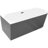Mexen Silo freestanding corner left fluted bathtub 170 x 80 cm, white/gray, black overflow - 52891708062L-70