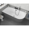 Mexen Silo freestanding corner left fluted bathtub 170 x 80 cm, white/gray, black overflow - 52891708062L-70