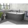 Mexen Silo freestanding corner bathtub left fluted 170 x 80 cm, white/gray, black overflow - 52891708062L-70
