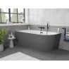 Mexen Silo freestanding corner left fluted bathtub 170 x 80 cm, white/gray, black overflow - 52891708062L-70
