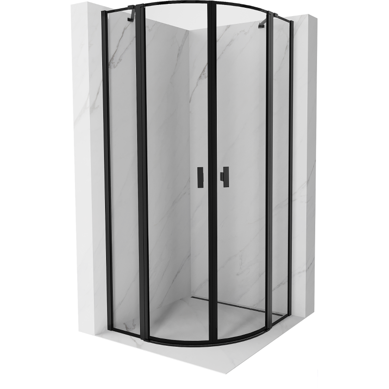 Mexen Mist semicircular shower enclosure with door 100 x 100 cm, black frame, black - 8A32-100-100-70-70