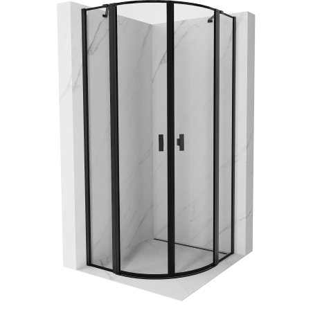 Mexen Mist semicircular shower enclosure with door 100 x 100 cm, black frame, black - 8A32-100-100-70-70