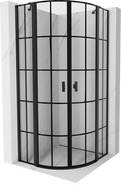 Mexen Mist semi-circular shower enclosure with hinged doors 90 x 90 cm, black grid, black - 8A32-090-090-70-77