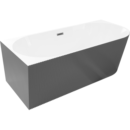 Mexen Silo freestanding corner bathtub left fluted 170 x 80 cm, white/gray, overflow gun metal - 52891708062L-95