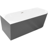 Mexen Silo freestanding corner left grooved bathtub 170 x 80 cm, white/gray, brushed nickel overflow - 52891708062L-97