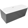 Mexen Silo freestanding corner left ribbed bathtub 170 x 80 cm, white/gray, brushed nickel overflow - 52891708062L-97