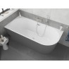 Mexen Silo freestanding corner left ribbed bathtub 170 x 80 cm, white/gray, brushed nickel overflow - 52891708062L-97