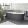 Mexen Silo freestanding corner left ribbed bathtub 170 x 80 cm, white/gray, brushed nickel overflow - 52891708062L-97