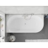 Mexen Silo freestanding corner left ribbed bathtub 170 x 80 cm, white/gray, brushed nickel overflow - 52891708062L-97