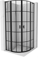 Mexen Mist L Semi-circular Shower Enclosure Hinged 80 x 80 cm, Black Grid, Black - 8A32L-080-080-70-77