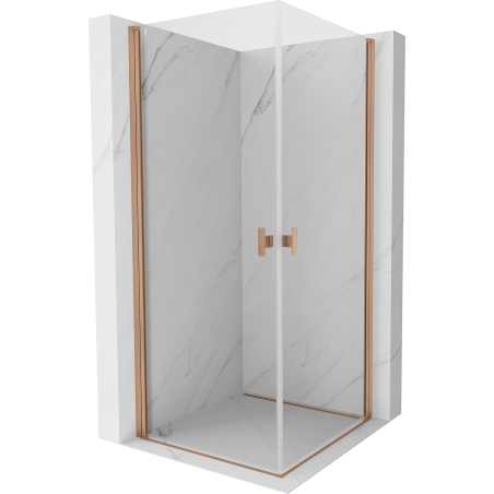 Mexen Mist-B Duo 85 x 85 cm Hinged Shower Enclosure, Transparent, Brushed Copper - 8A2-085-085-65-00