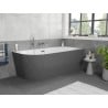 Mexen Silo freestanding corner right ribbed bathtub 150 x 75 cm, white/grey, chrome overflow - 52891507562P-01