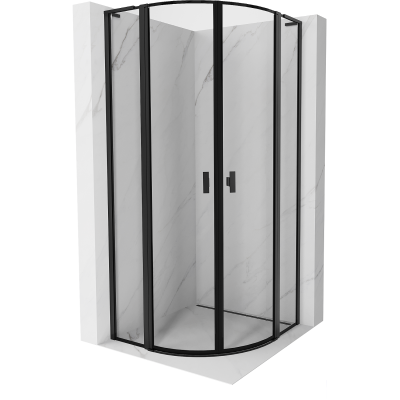 Mexen Mist L semi-circular shower enclosure 80 x 80 cm, black frame, black - 8A32L-080-080-70-70