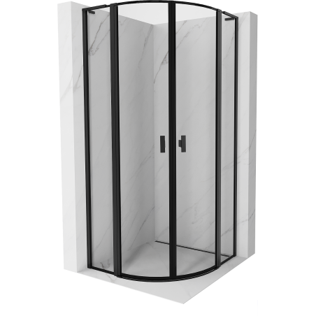 Mexen Mist L Semi-Circular Pivot Shower Enclosure 80 x 80 cm, Black Frame, Black - 8A32L-080-080-70-70