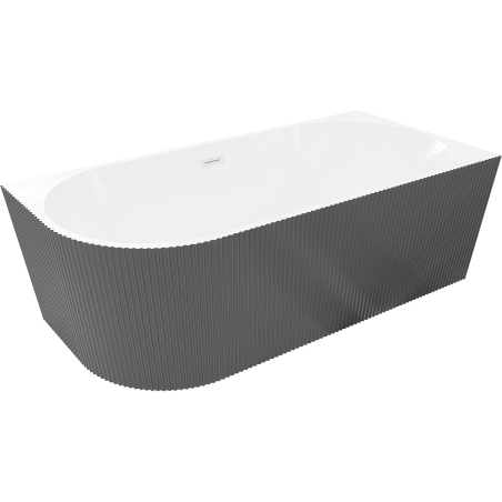 Mexen Silo free-standing corner right grooved bathtub 150 x 75 cm, white/grey, white overflow - 52891507562P-20