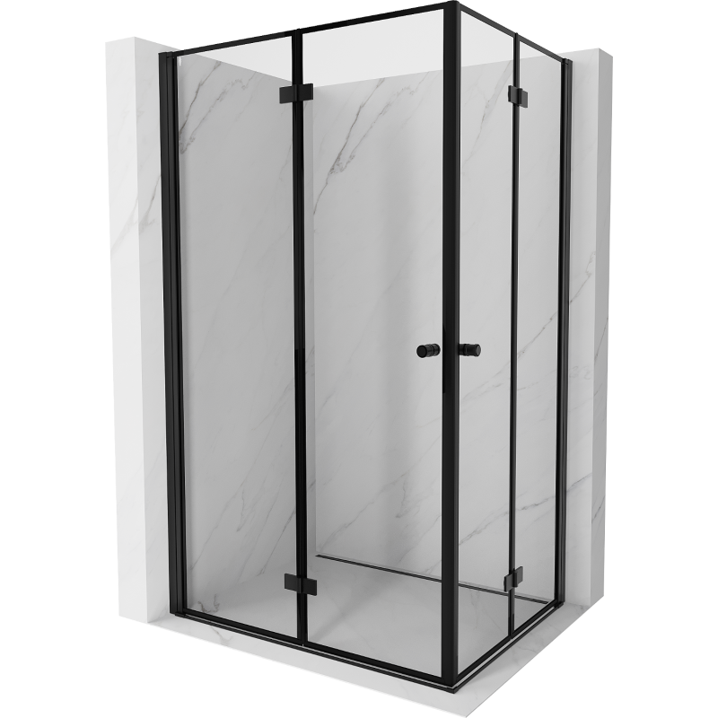 Mexen Mist-F Duo folding shower cabin left 110 x 95 cm, black frame, black - 8A6-110L-095P-70-70