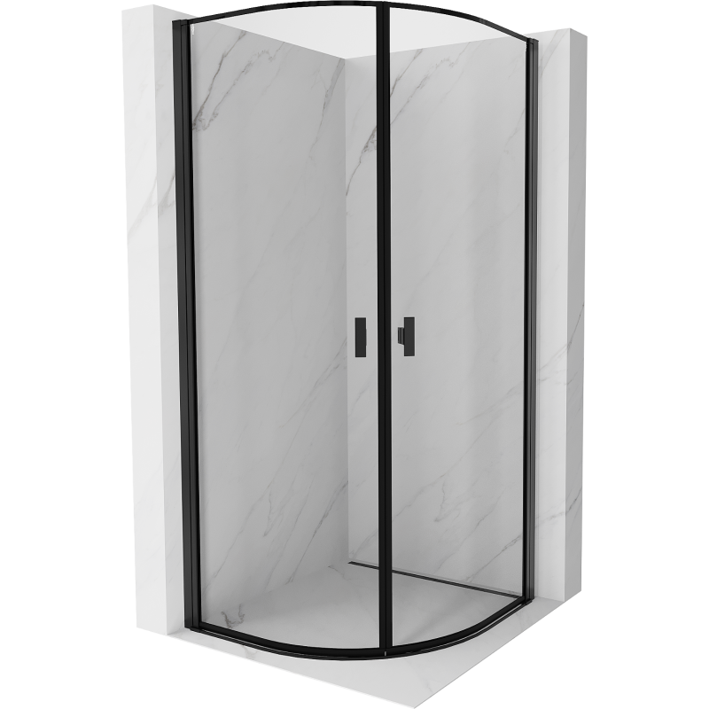 Mexen Mist semi-circular shower enclosure 70 x 70 cm, black frame, black - 8A31-070-070-70-70