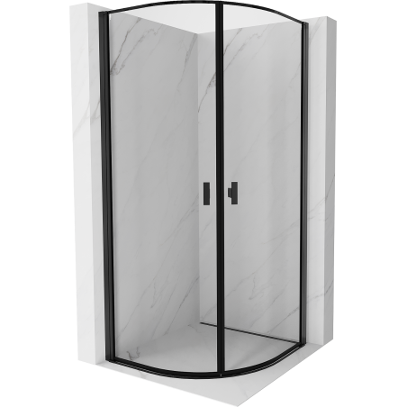 Mexen Mist semi-circular shower cabin with swinging door 80 x 80 cm, black frame, black - 8A31-080-080-70-70