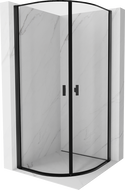 Mexen Mist semi-circular shower cabin with swinging door 80 x 80 cm, black frame, black - 8A31-080-080-70-70