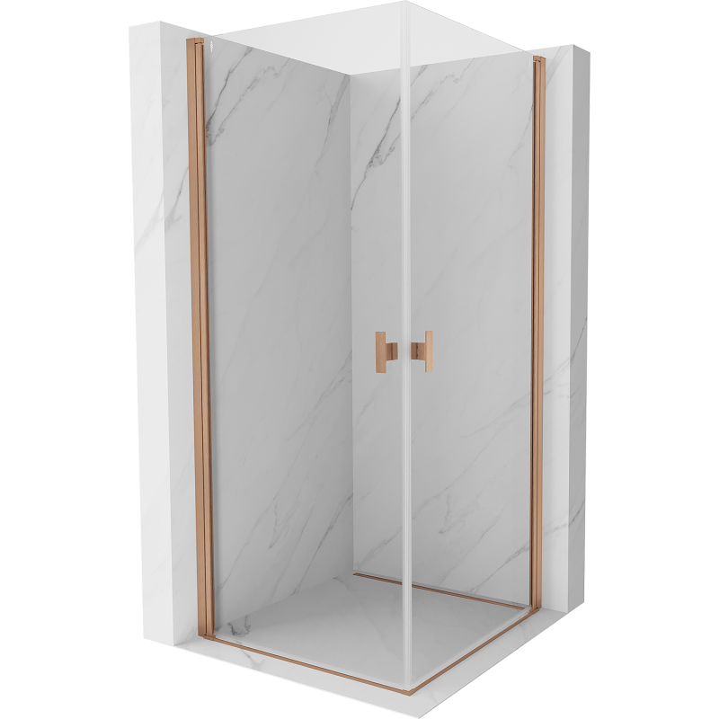 Mexen Mist-B Duo 90 x 90 cm Pivot Shower Enclosure, Clear, Brushed Copper - 8A2-090-090-65-00