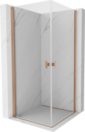 Mexen Mist-B Duo 90 x 90 cm Pivot Shower Enclosure, Clear, Brushed Copper - 8A2-090-090-65-00