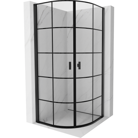 Mexen Mist semi-circular hinged shower cabin 70 x 70 cm, black grid, black - 8A31-070-070-70-77