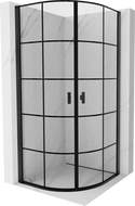 Mexen Mist semicircular hinged shower enclosure 80 x 80 cm, black grid, black - 8A31-080-080-70-77