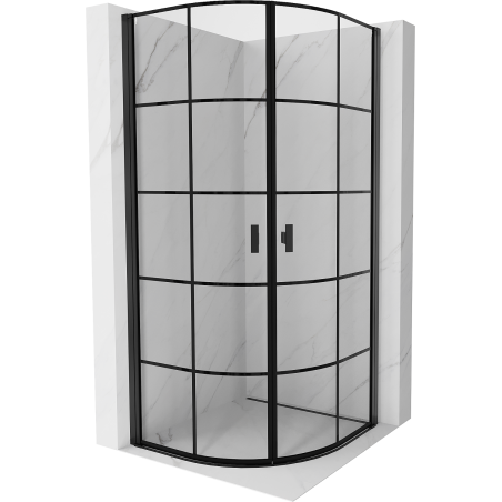 Mexen Mist semi-circular swing shower enclosure 90 x 90 cm, black grid, black - 8A31-090-090-70-77
