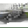 Mexen Silo freestanding corner right ribbed bathtub 150 x 75 cm, white/gray, brushed gold overflow - 52891507562P-55