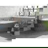 Mexen Silo freestanding corner right ribbed bathtub 150 x 75 cm, white/gray, pink gold overflow - 52891507562P-60