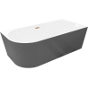 Mexen Silo freestanding corner bathtub right fluted 150 x 75 cm, white/gray, brushed copper overflow - 52891507562P-65