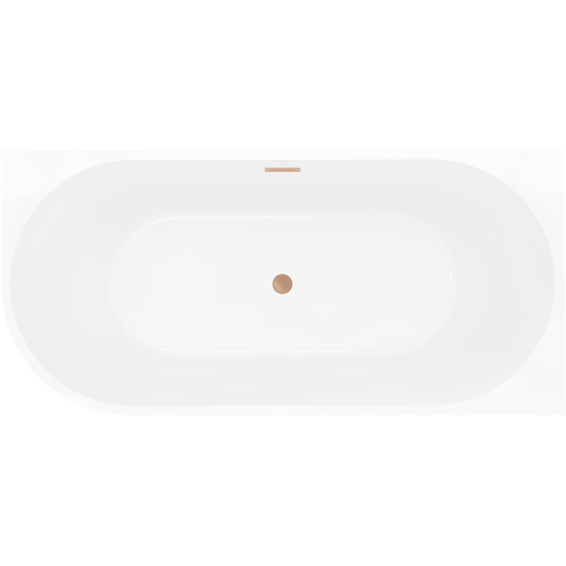 Mexen Silo freestanding corner bathtub right fluted 150 x 75 cm, white/gray, brushed copper overflow - 52891507562P-65