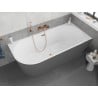 Mexen Silo freestanding corner bathtub right fluted 150 x 75 cm, white/gray, brushed copper overflow - 52891507562P-65