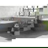 Mexen Silo freestanding corner right ribbed bathtub 150 x 75 cm, white/grey, brushed copper overflow - 52891507562P-65